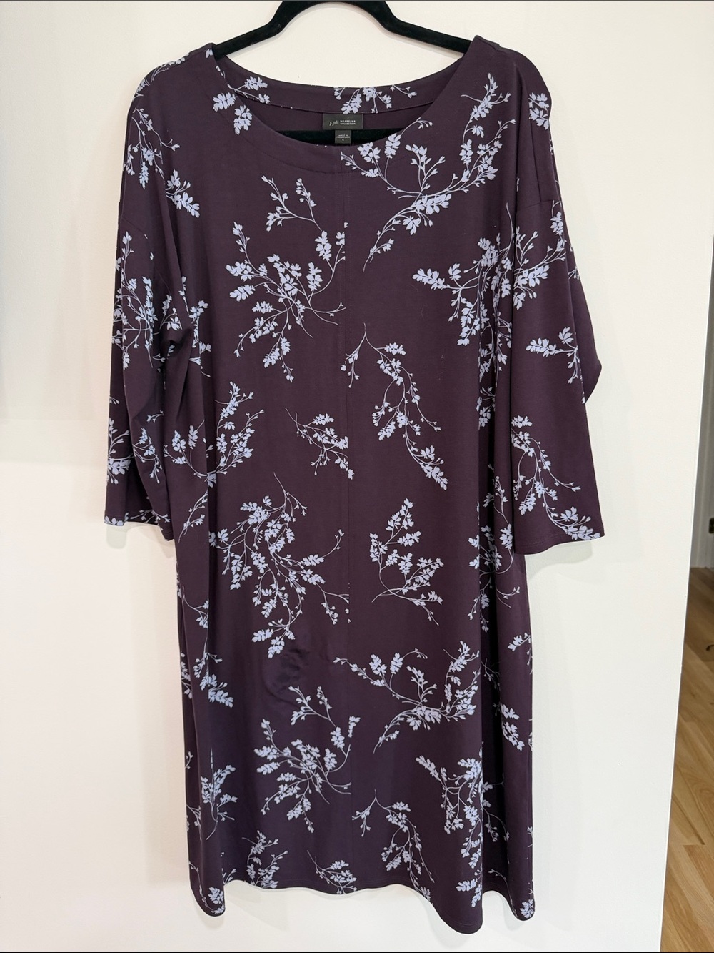 J. Jill Plum Floral Midi Dress with Light Lavender Print
